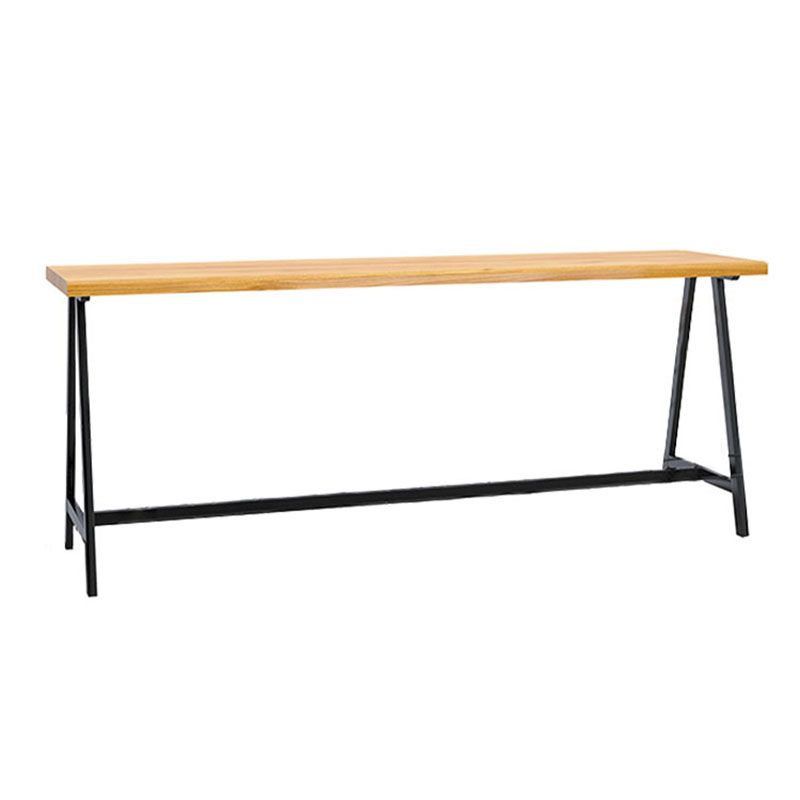 Dining Room Rectangle Wood Top Counter Table Metal Black Legs Industrial Bar Table