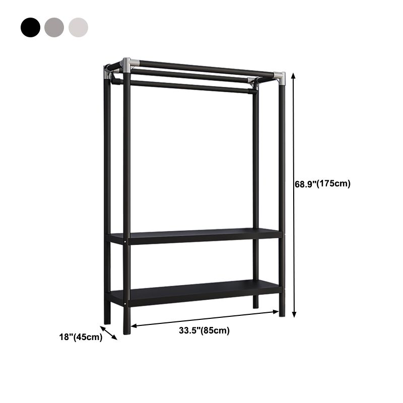 Contemporary Style Wardrobe Armoire Metal Frame Armoire with Garment Rod for Home