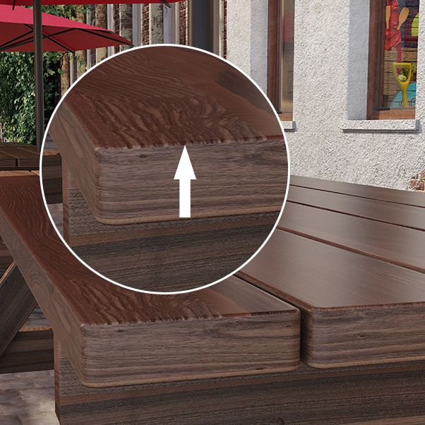 Farmhouse Solid Wood Picnic Table UV Resistant Brown Patio Table