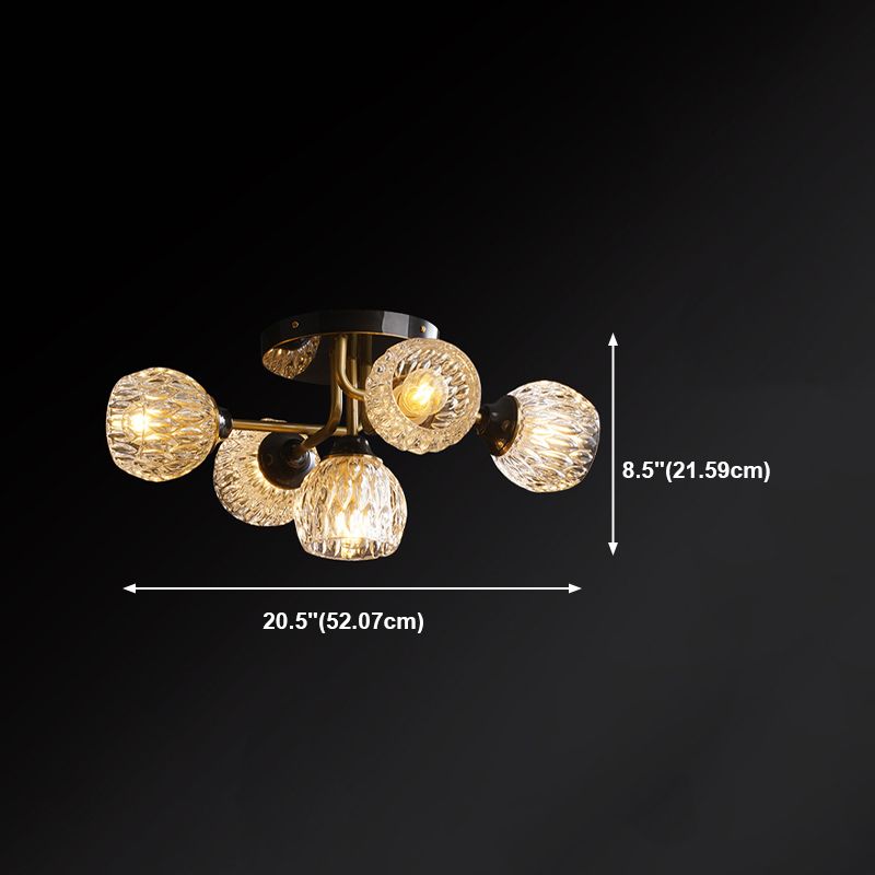 Glass Semi Flush Mount Light Modern Style Black Semi Flush Ceiling Light