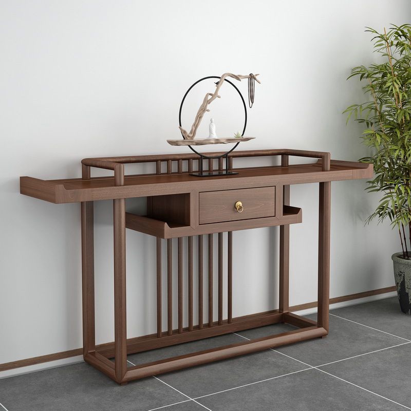 30.71-inch Tall Console Table Solid Wood Accent Table with Shelf