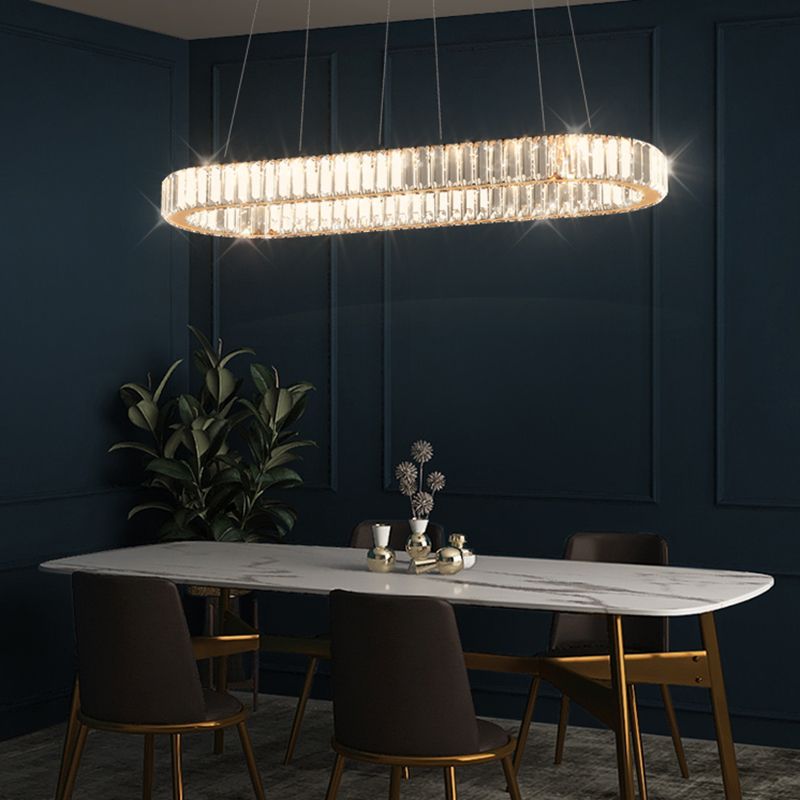 Iluminación colgante lineal luz colgante contemporánea con sombra de cristal para comedor