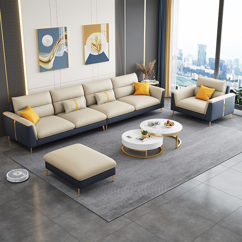 Folding Armrest Cushioning Backrest Sofa Bed White Imitation Leather Solid Wood Frame Sofa