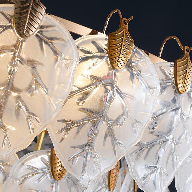 Leaf Chandelier Light Fixture Modern White Glass Pendant Lighting for Restaurant