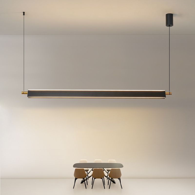 Contemporary Linear Island Lighting Fixture Simple LED Hanging Light for Dining Room