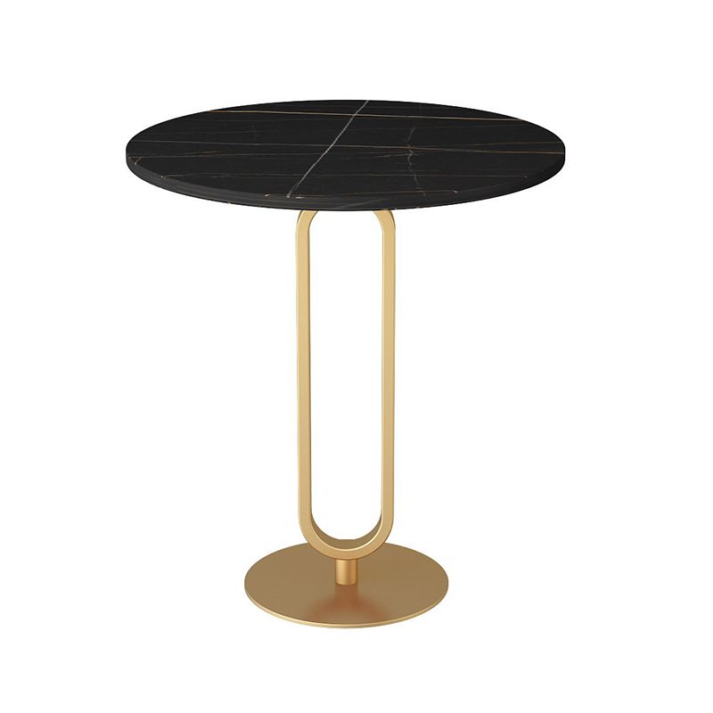 Modern Style Marble Top Metal White/black Base Round Side Table