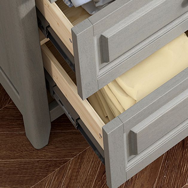 Contemporary Rubberwood Storage Cabinet with Drawers in Gray