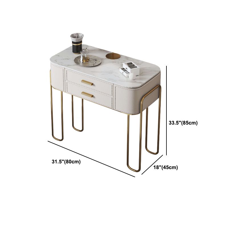 Glam Beige Makeup Dressing Table Stool Set Slate Top Vanity Tables