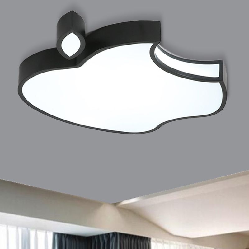Black/White Apple Flush Mount Lighting Minimalism Style 21"/25.5" W LED Acrylic Ceiling Fixture, Warm/White/3 Color Light