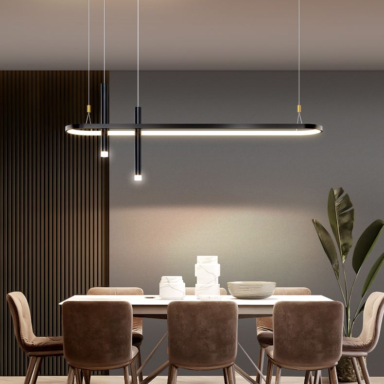 Mid-Century Straight Bars Island Chandelier Lights Metal Chandelier Lamp