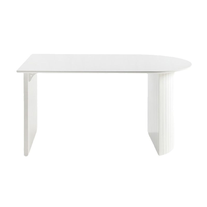 White Dinette Table with Pine Wood Base Modern Free Form Dining Table
