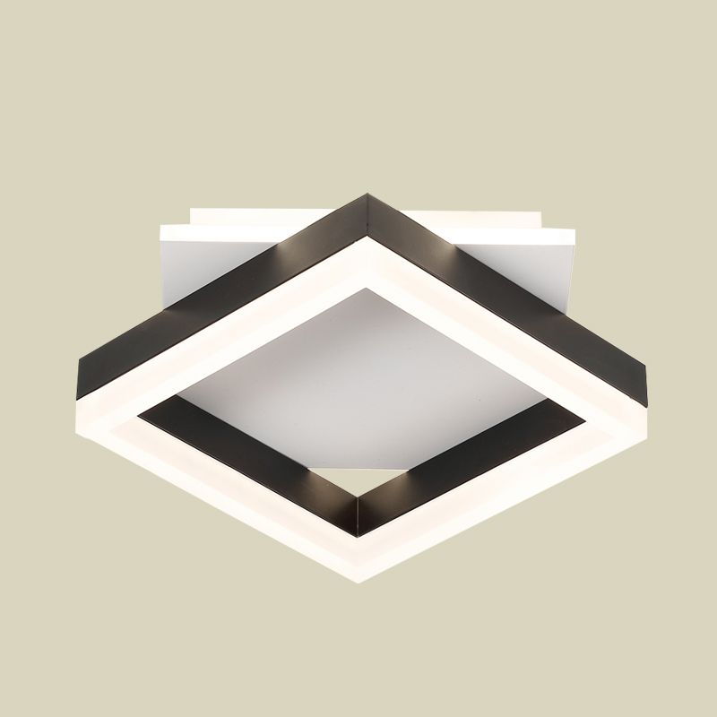 Zwart en wit plein Plafond Verlichting Hedendaagse Acryl LED Flush Mount voor Slaapkamer in Warm/Wit Licht