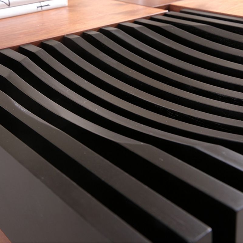 11"H Contemporary Cocktail Table Wooden Square Storage Coffee Table