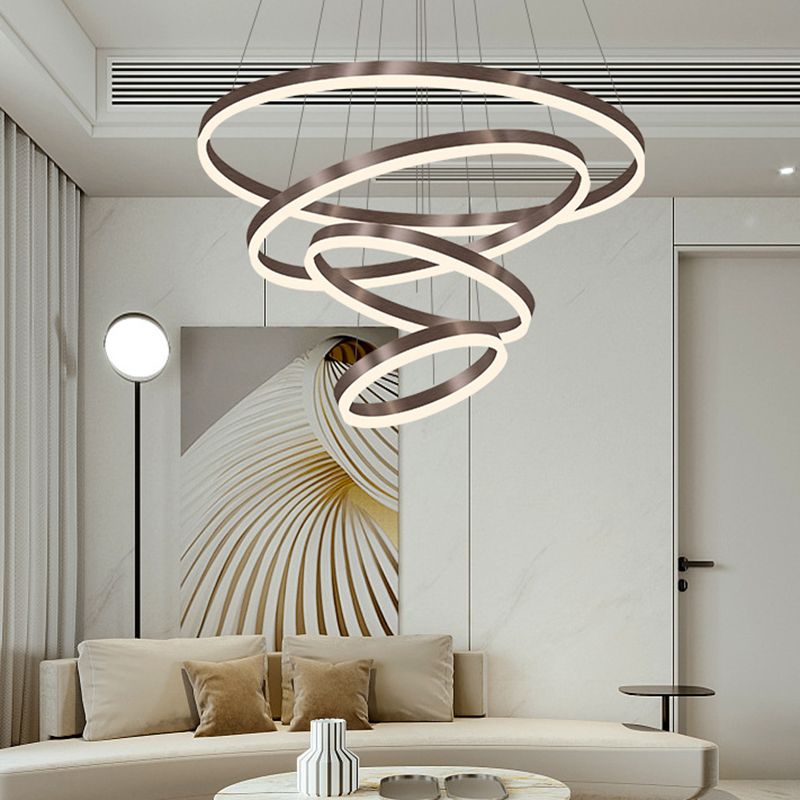 Orbicular Chandelier Lighting Fixtures Modern Coffee Hanging Chandelier with Silica Gel Shade