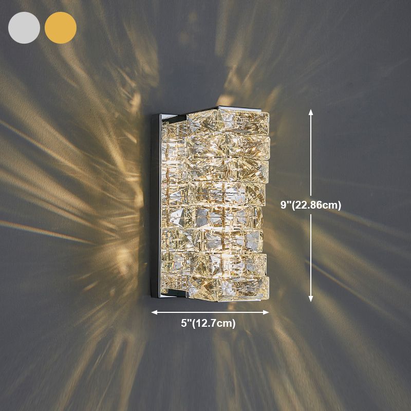 Luz de pared geométrica moderna Luz de acero inoxidable aplastante con cristal para sala de estar