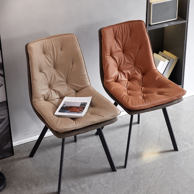 Industrial Indoor Faux Leather Upholstered Armless Parsons Dining Chair