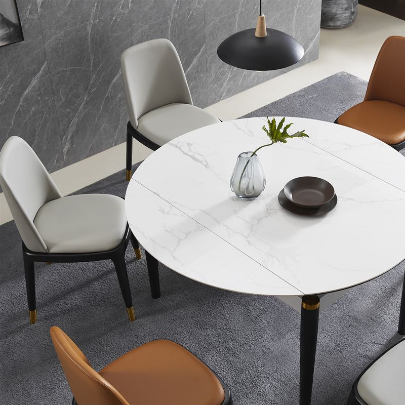 Modern Style Side Chair Leather Indoor Dining Chair with Wooden Legs