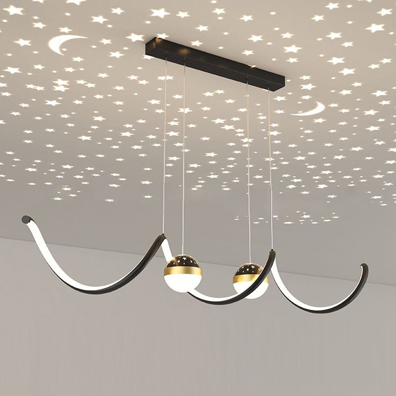 3-Light Modernism Ceiling Light Golden/Black LED Kitchen Island Lighting for Foyer