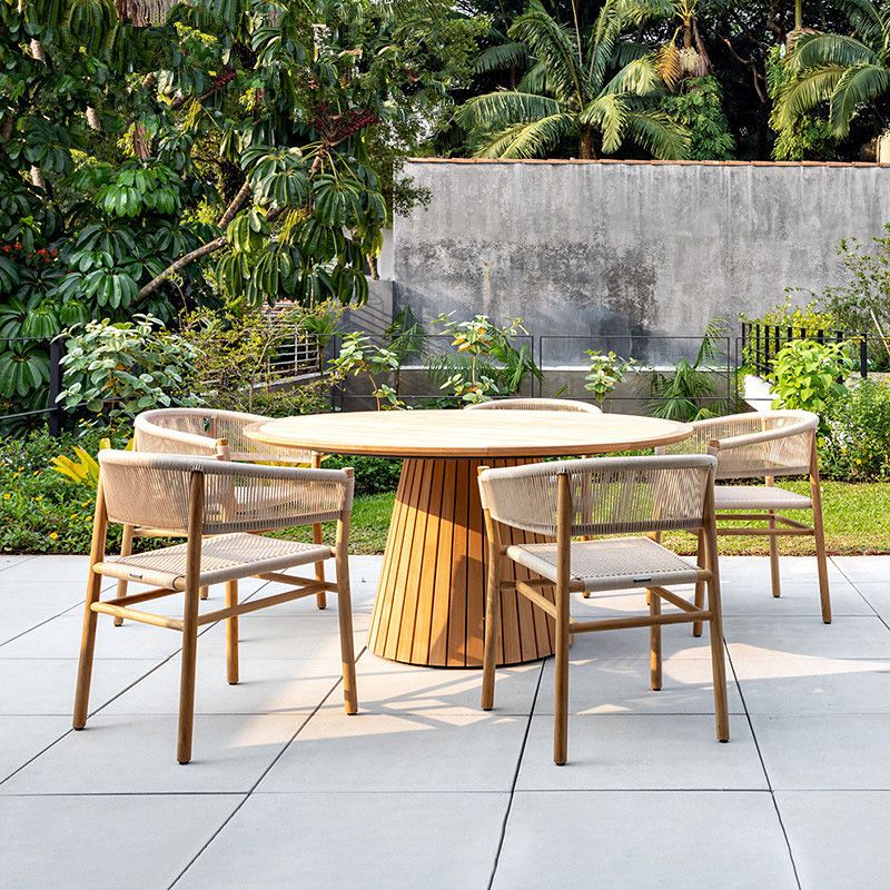 Solid Wood Tropical Patio Dining Side Chair Set of 2/4/6/8 Dining Side Chair