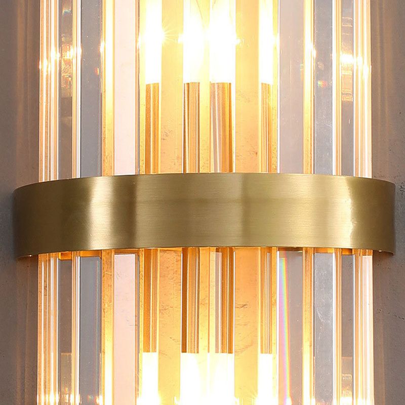 Modern Crystal Wall Light Geometric Gold 18" Wide Wall Sconce for Living Room