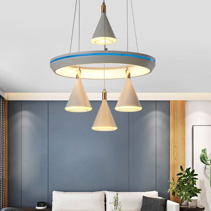 LAMPE DE SUSPENSION DE SUSPENSION 4-LETMISS MODERNISME DE PRENDANT LED CONICAL ACRYI