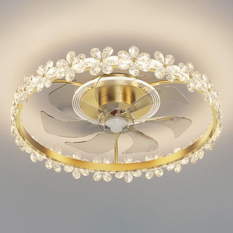 Lampada a ventola a soffitto circolare con finitura dorata LED MIMINALIST METALE SEMI FLUSH LUCE