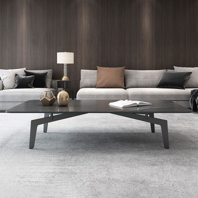 Modern Style Black Marble & SLATE Top Black Metal Base Rectangular & Square Coffee Table