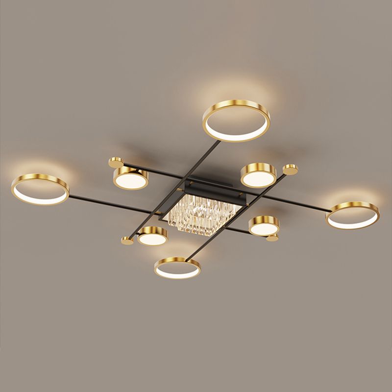 Éclairage du Mont-Flush moderne Sputnik Crystal Flush Mount Ceiling Light for Living Room