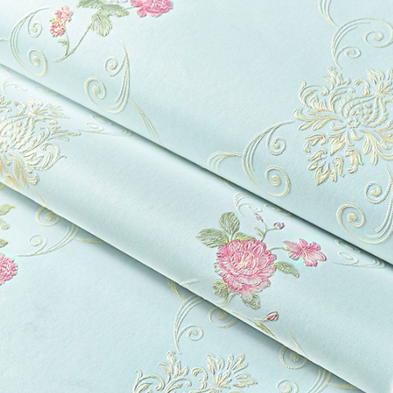 American Countryside Wallpaper Non-Pasted 20.5"W x 33'L 3D Floral Print for Bedroom and Dining Room