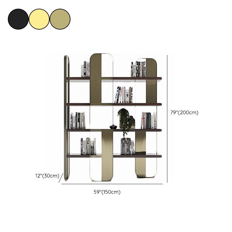 4 Shelves Contemporary Bookcase Standard Metal Open Back Bookshelf