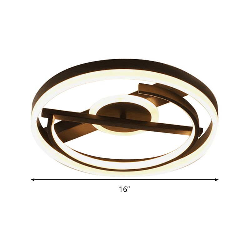 16"/19.5" Wide Circle Acrylic Ceiling Mounted Light Contemporary Black/White LED Flush Light in Warm/White/3 Color Light