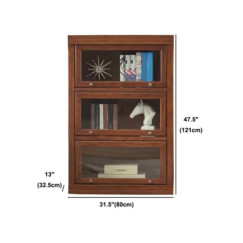 Solid Wood Standard Bookcase Contemporary Vertical Bookcase with Glass Doors
