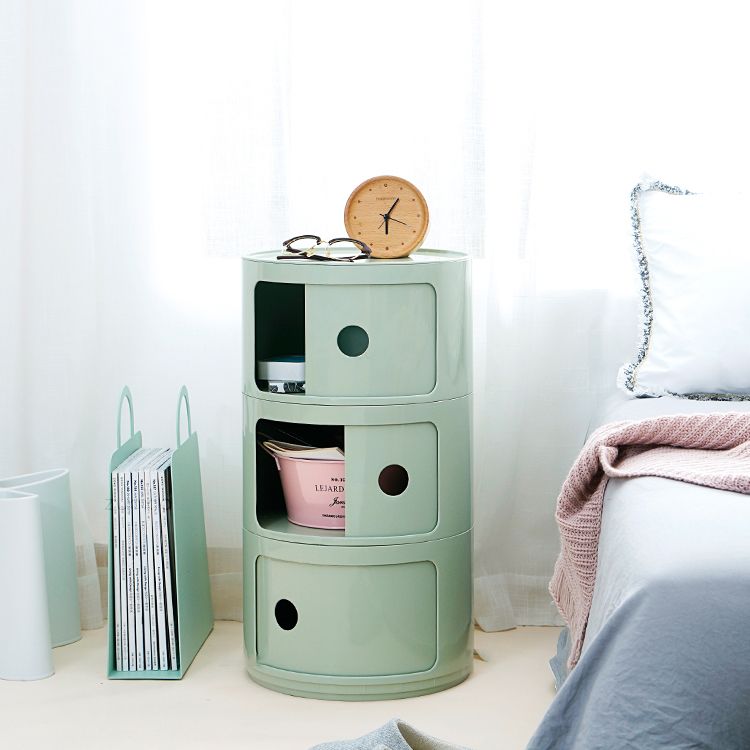 Plastic Nightstand Or End Table, Modern 2/3/4-Door Bedside Cabinet