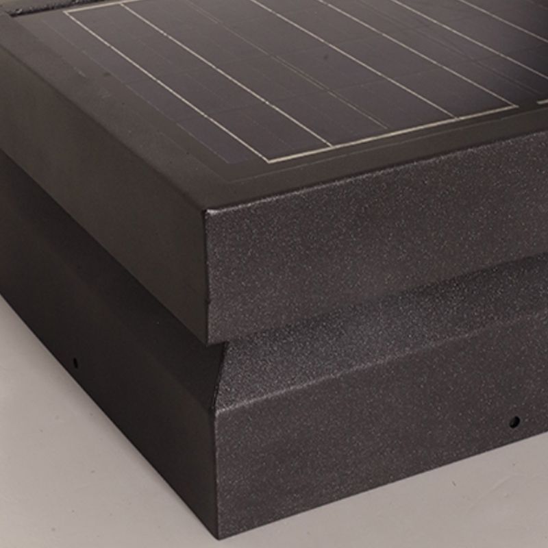 Rectangle Shape Metal Solar Pillar Lamp Modern 1 Light Waterproof Outdoor Light in Black