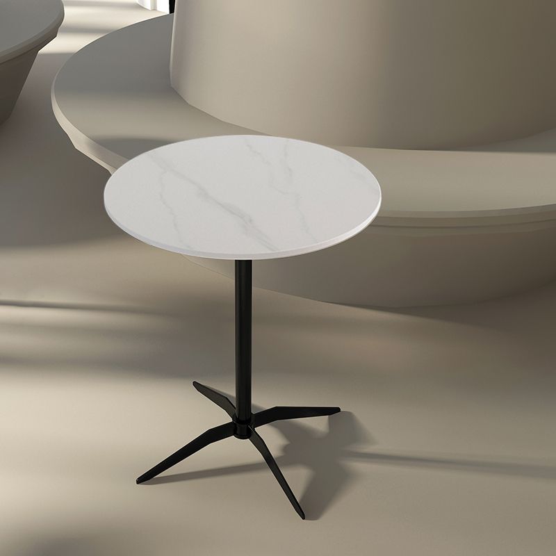 Modern Stone Cocktail Table with Black Pedestal Coffee Table - 21.7''/23.6''