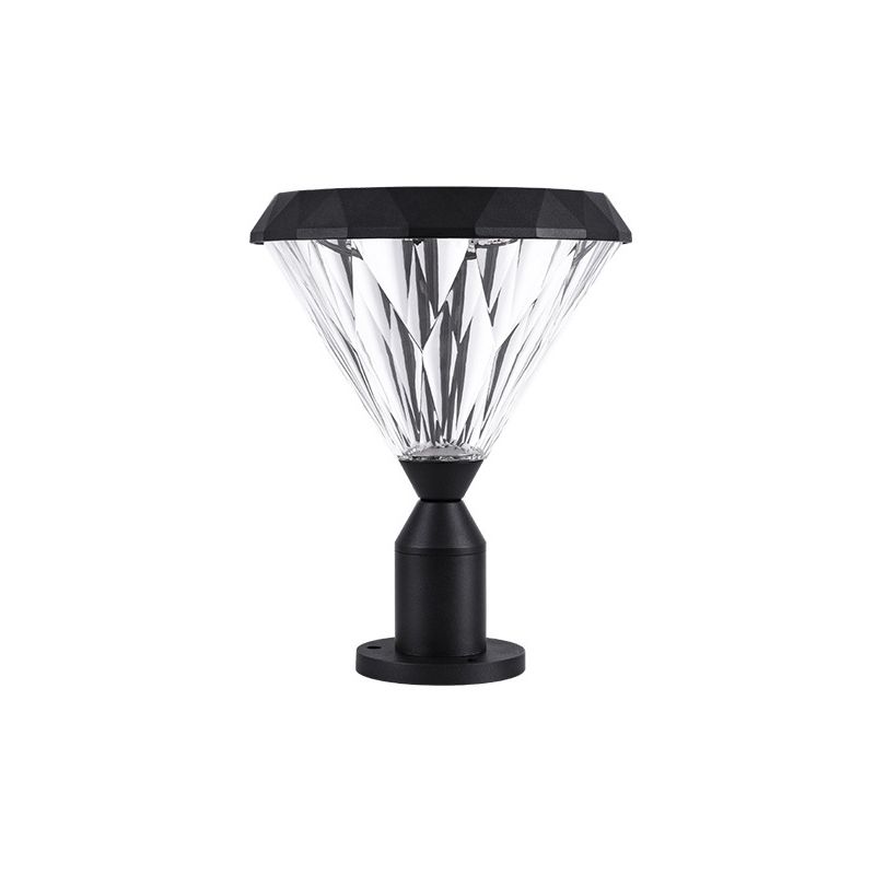 Conical Shade Courtyard Pier Mount Light Retro Acrylic 1 Bulb Black Post Lighting