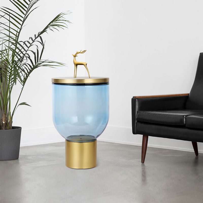 Contemporary Round Glass Coffee Table with Pedestal Base Cocktail Table