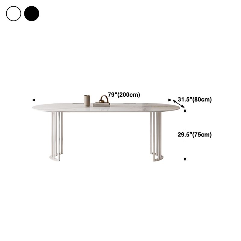 Simplicity Style Oval Double Furniture Stone Dining Table for Dining Room