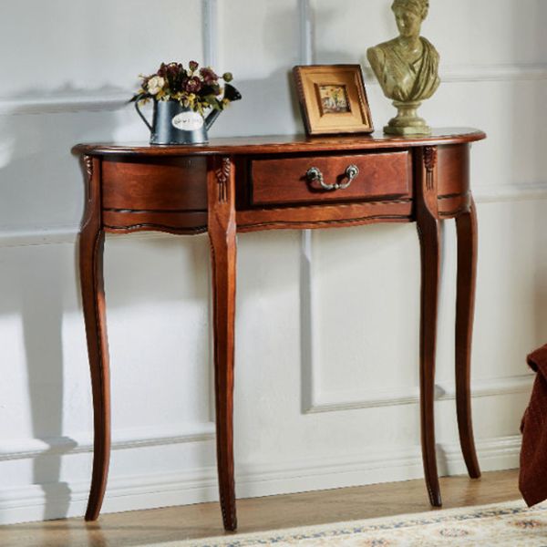 33.46" Tall Solid Wood Console Table 1-drawer Accent Table for Hall