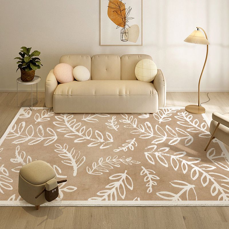 Dark Beige Irregular Line Rug Polyester Modern Rug Non-Slip Backing Rug for Drawing Room