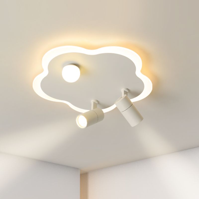 Contemporary Flower-Shaped LED Flush Mount Ceiling Lights White Acrylic Ceiling Mounted Fixture