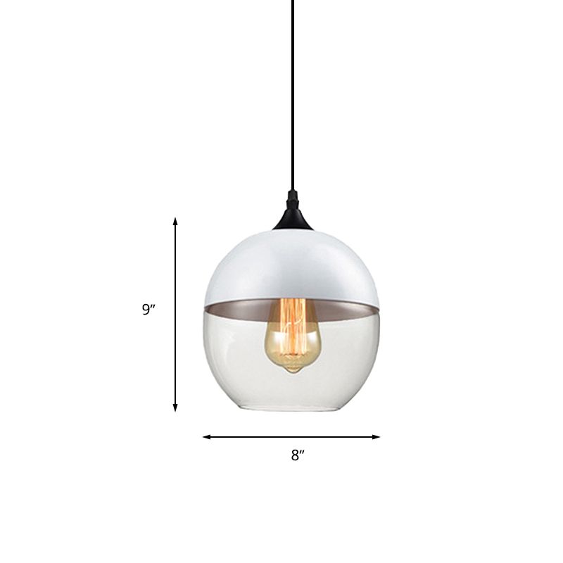 5 "/ 7" / 8 "de large tambour / cylindre / pot transparent en verre transparent pendant moderne 1 clair de suspension blanche / noir clair