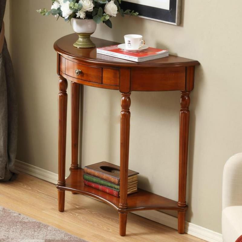 Victorian Wood Console Table Half Moon Console Sofa Table for Hall