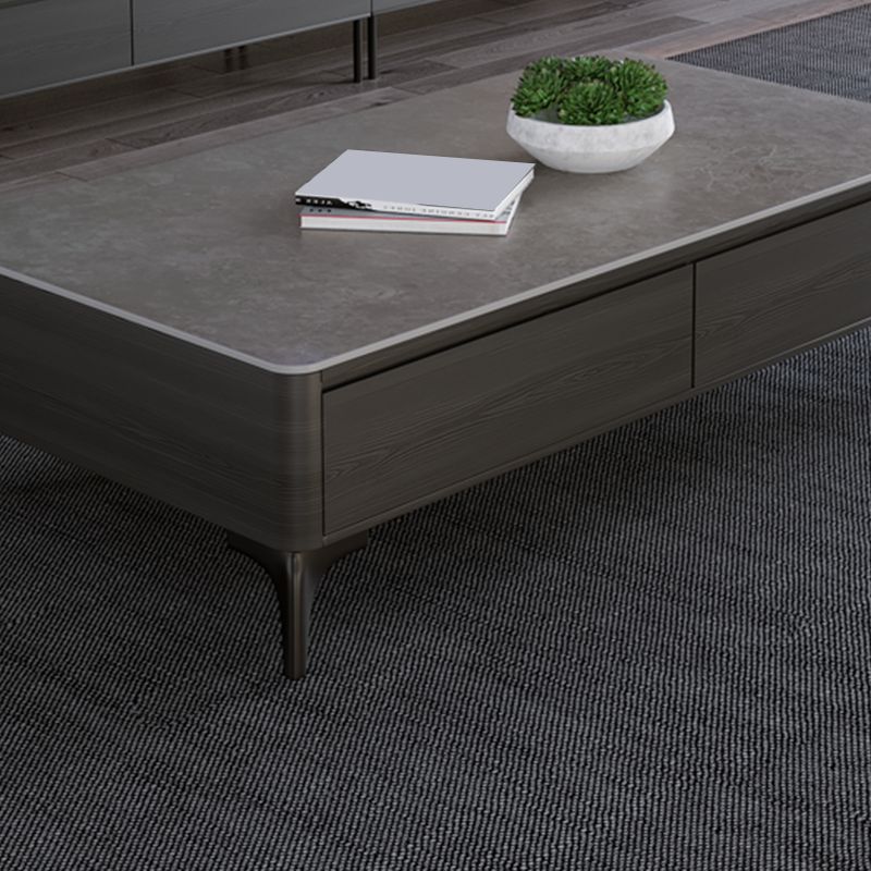 16"H Contemporary Cocktail Table Storage Rectangle Coffee Table