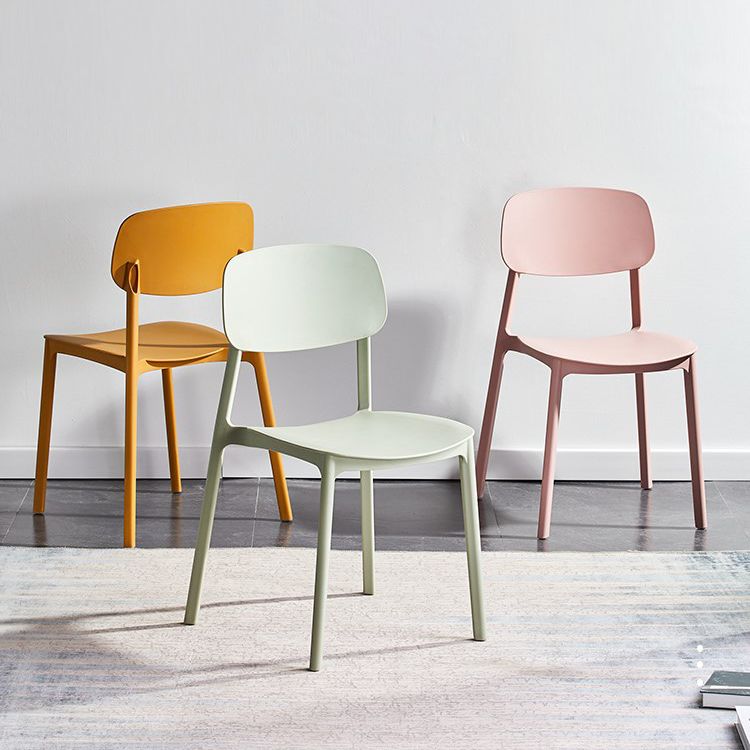 Scandinavian Plastic Patio Dining Side Chair Open Back Stacking Side Chair