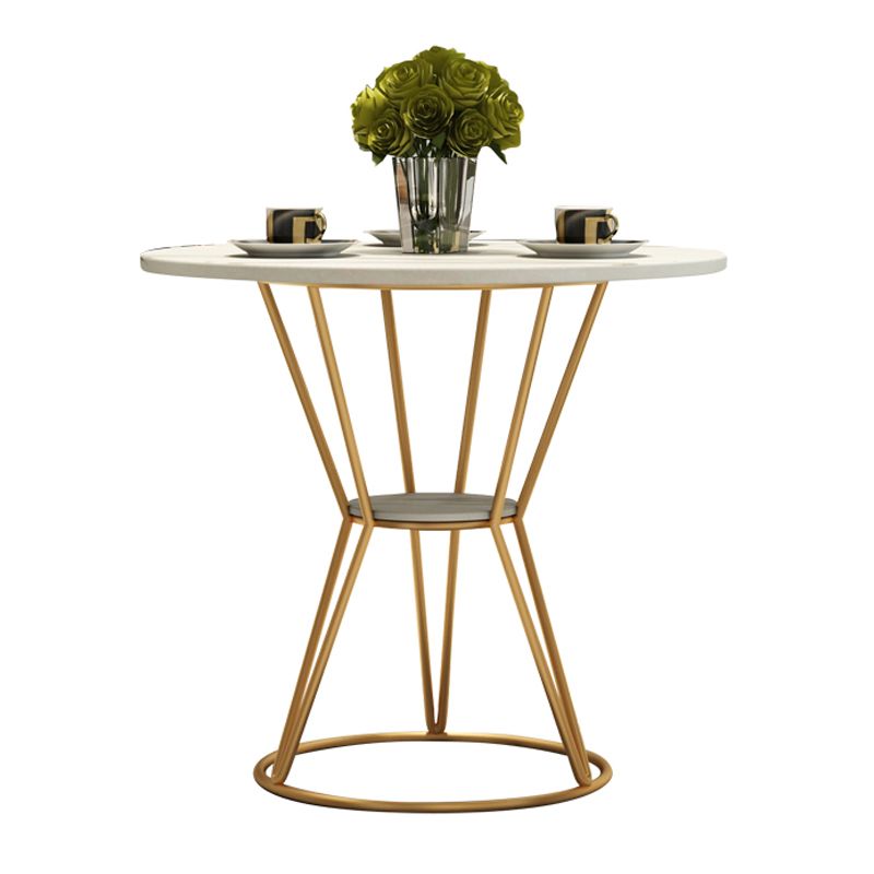 Ronde tafel dinette tafel traditionele luxe dinerkamer meubels met metalen basis