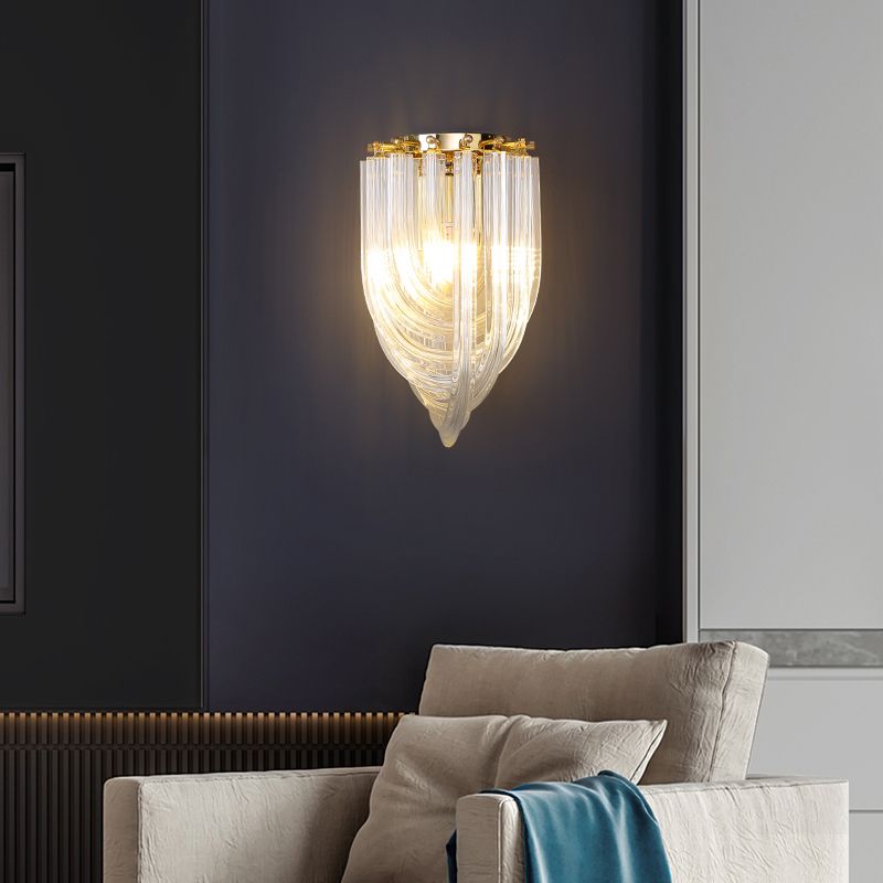 Lintvormige wandmontage licht postmodern helder glas 1 kop gouden wand sconce voor eetkamer