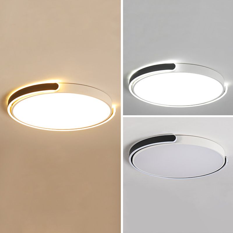 Modernism Metal Ceiling Light White/Black Flush Mount Lighting for Foyer