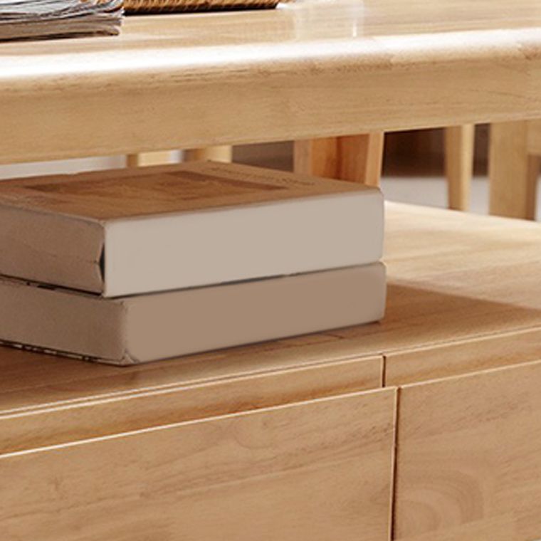 Rectangular 4 Legs Base Design Solid Wood Table with Drawer Coffee Table