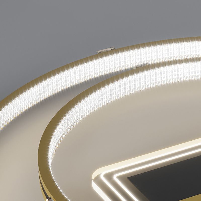 Doble anillo dorado estilo nórdico techo accesorio de iluminación de hierro tono acrílico led al ras de montaje para sala de estar para sala de estar